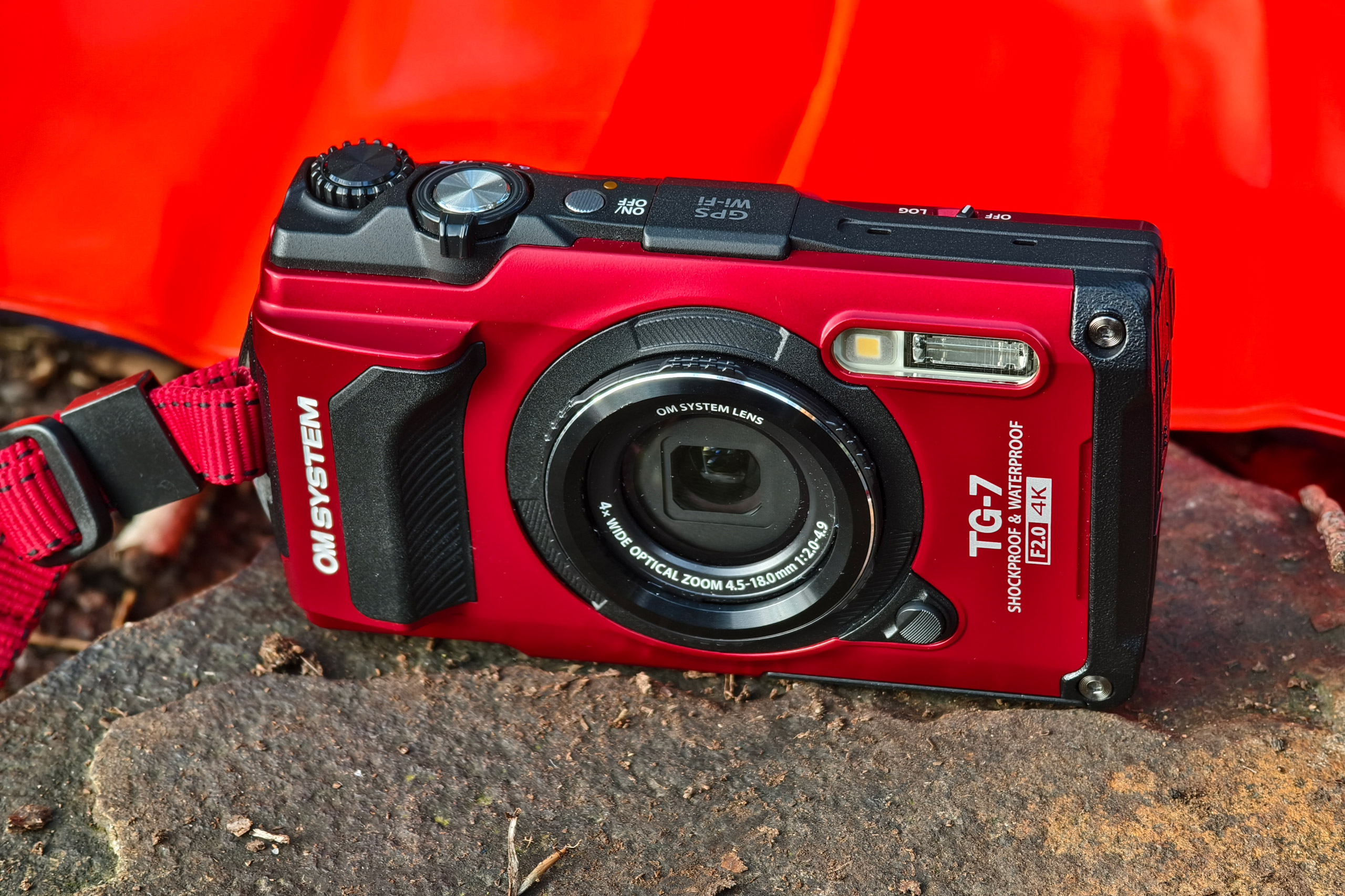 OM System Tough TG-7 in red. Photo Joshua Waller