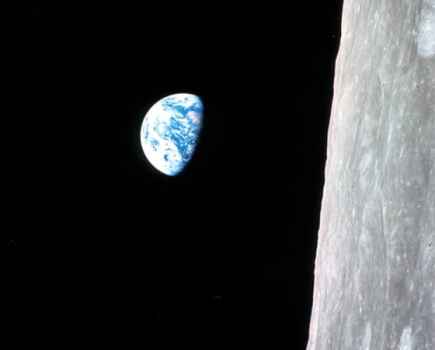 Image from space, view of Earth from the moon