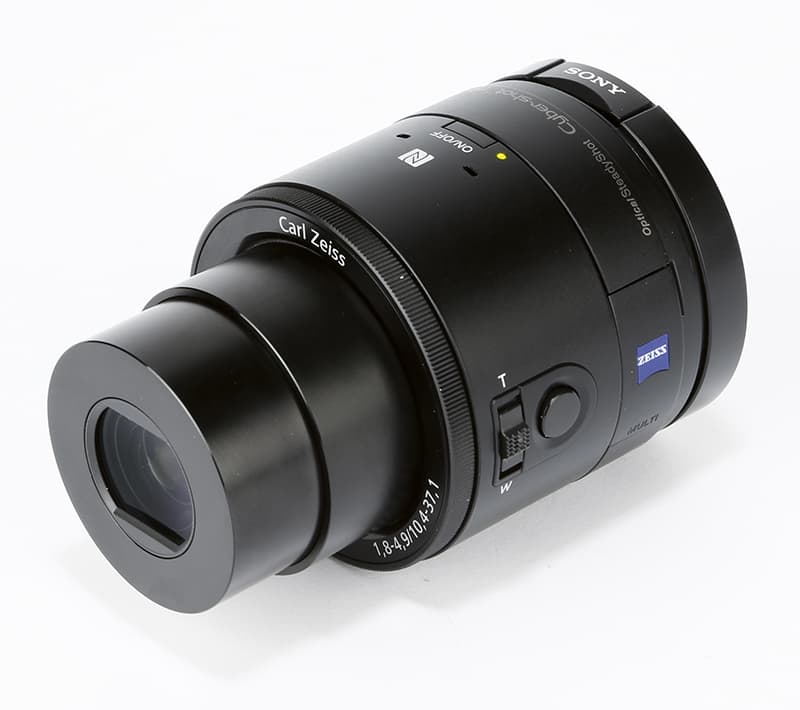 Sony QX100 camera designed to attach to the back of a phone.