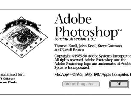 Adobe Photoshop 1.0 splashscreen