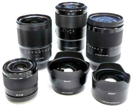 Group Shot of the six new Sony FE lenses