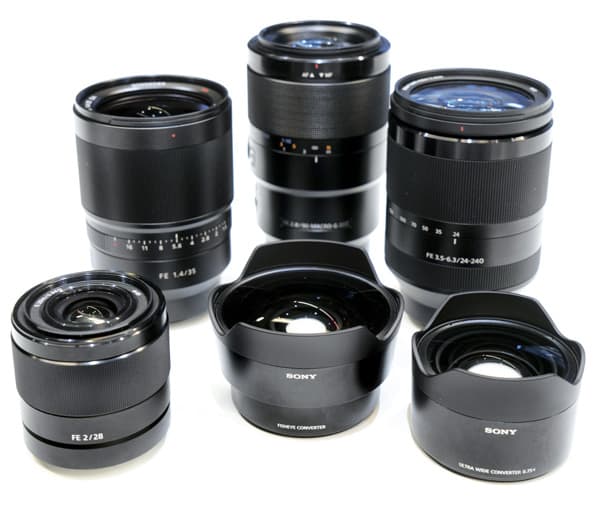 Group Shot of the six new Sony FE lenses