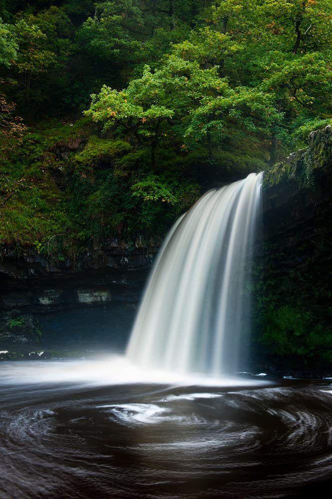 Take time to study the flow of water. Sgwd Gwladus waterfall, Brecon Beacon National Park, Wales. United Kingdom. Photo: Jeremy Walker