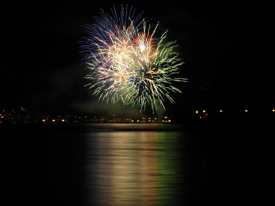 fireworks display over water