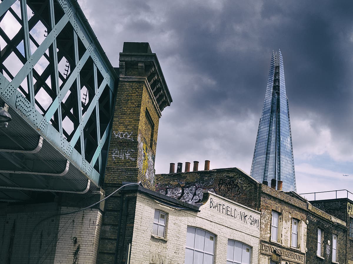 photograph taken from london bridge looking towards the shard, photography exercises to improve skills