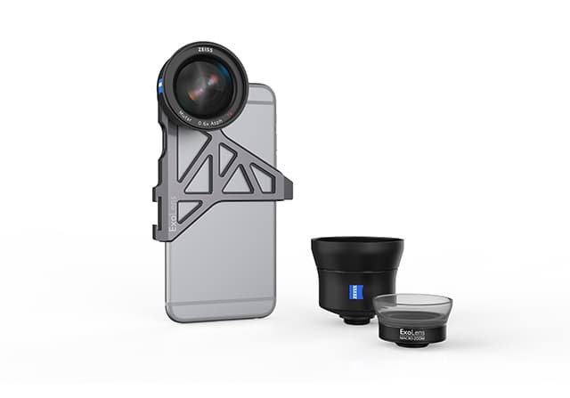 The ExoLensTM wide-angle lens with optics by ZEISS on an Apple®