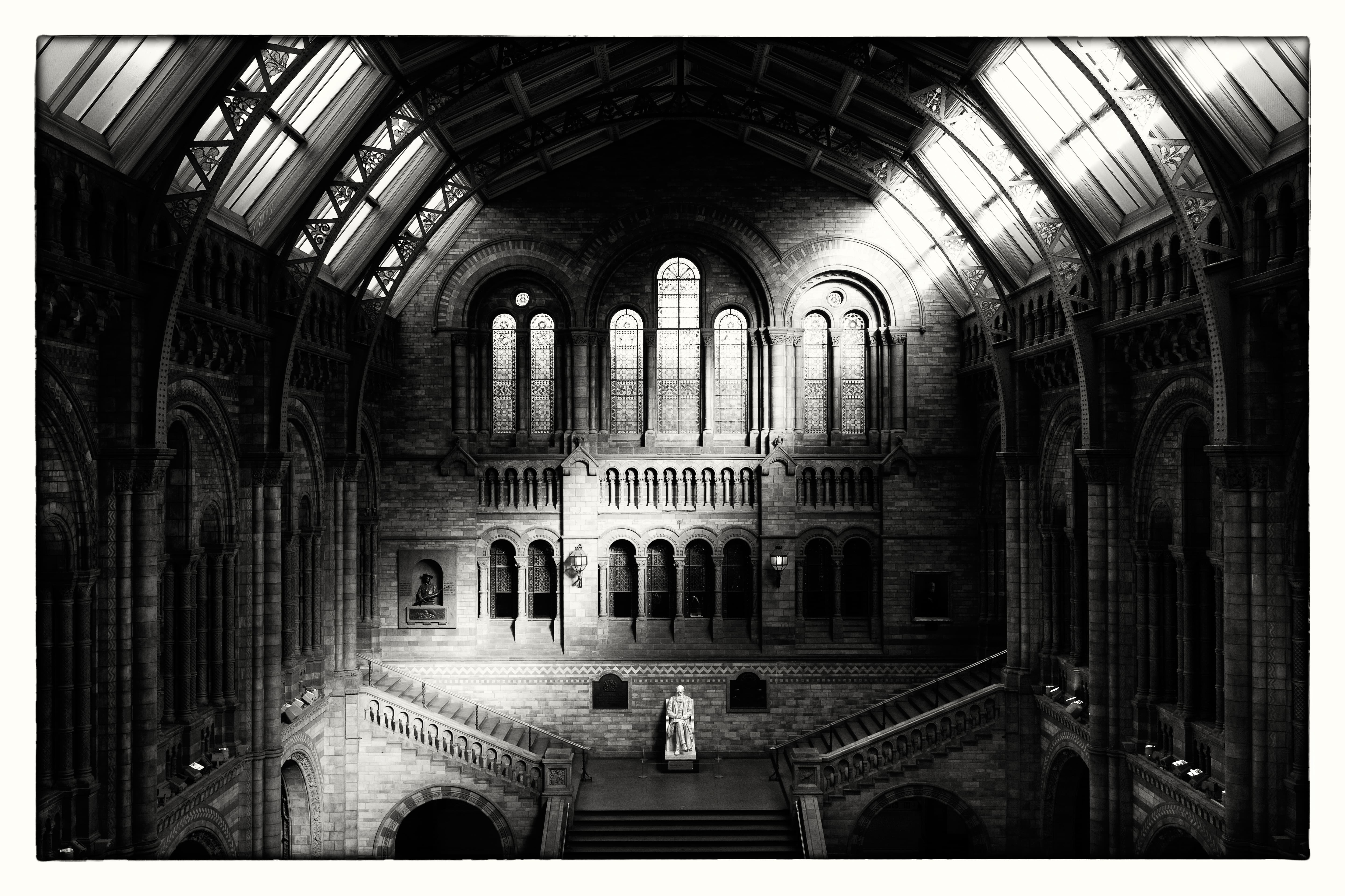 Natural History Museum, London. Sepia tone was used to warm up this architectural shot. Canon EOS 5D Mk III, 24-70mm, 1/80sec @ f/8, ISO 100