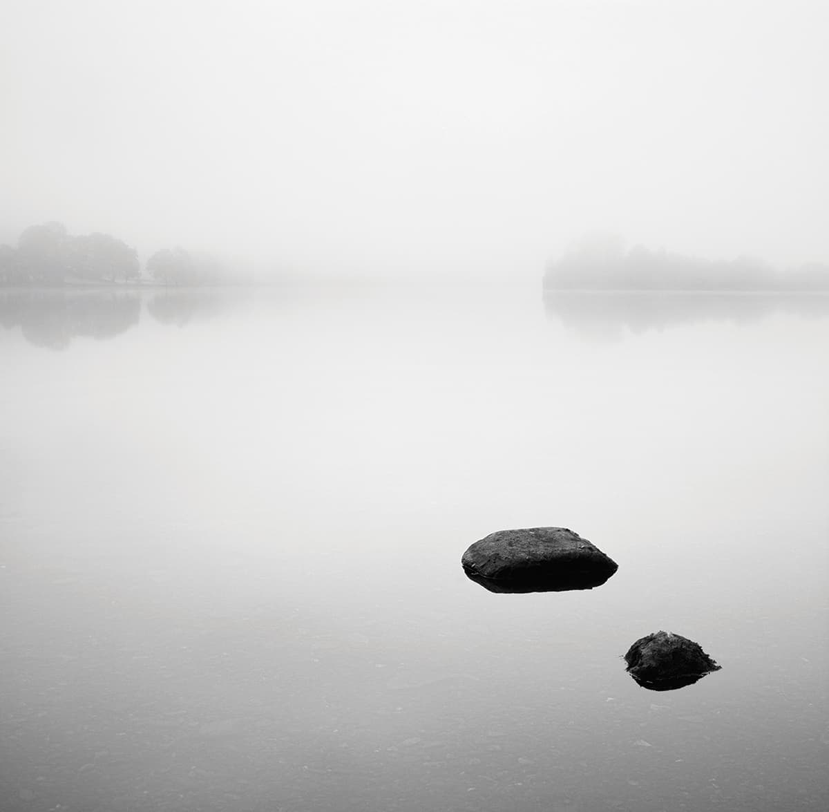 Derwentwater, Lake District. Mist and fog are ideal for minimalist black and white images. Canon EOS 5D Mk II, 24-70mm, 1/250sec @ f/8, ISO 400