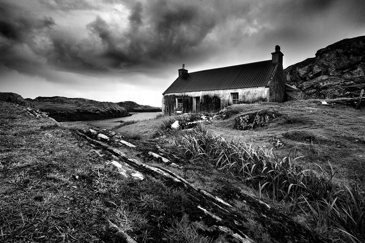 Isle of Harris, Outer Hebrides. Landscapes are perhaps the most popular subject for black & white. Canon EOS 5D Mk II, 17-40mm, 1/100sec @ f/11, ISO 400