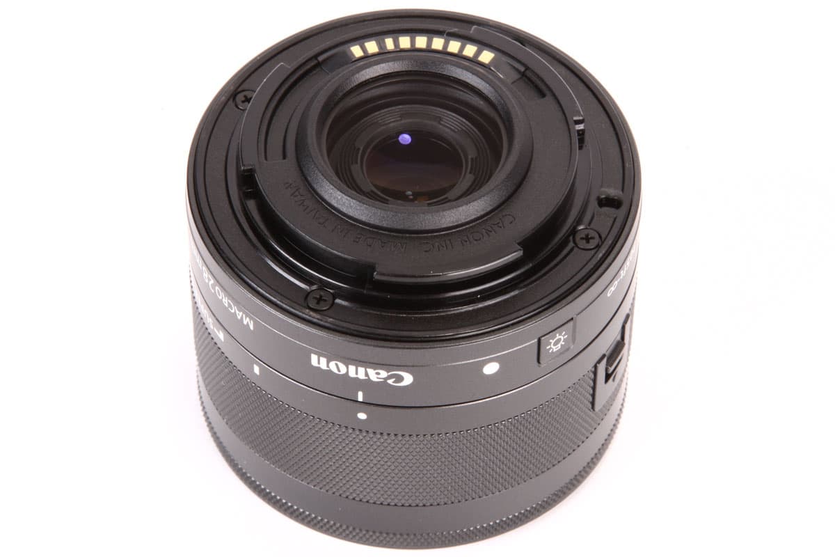 The compact, lightweight Canon EF-M 28mm f/3.5 IS STM has a plastic mount