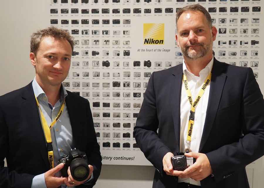(Above) Nikon Europe's Jordi Brinkman (left) and Dirk Jesper at Photokina in Cologne, Germany