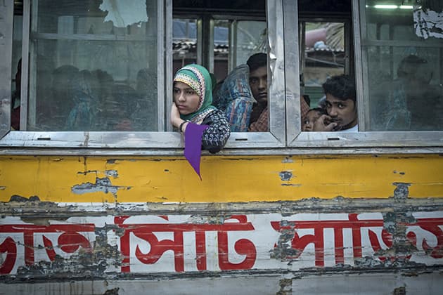 paul ratje girl on bus dhaka bangladesh