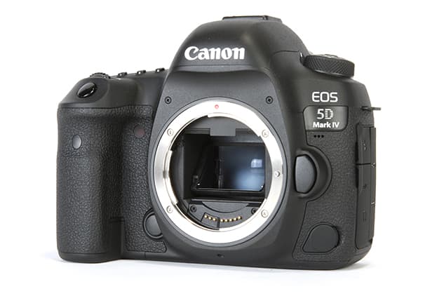 Canon 5D Mark IV without lens frontal view with sensor visible
