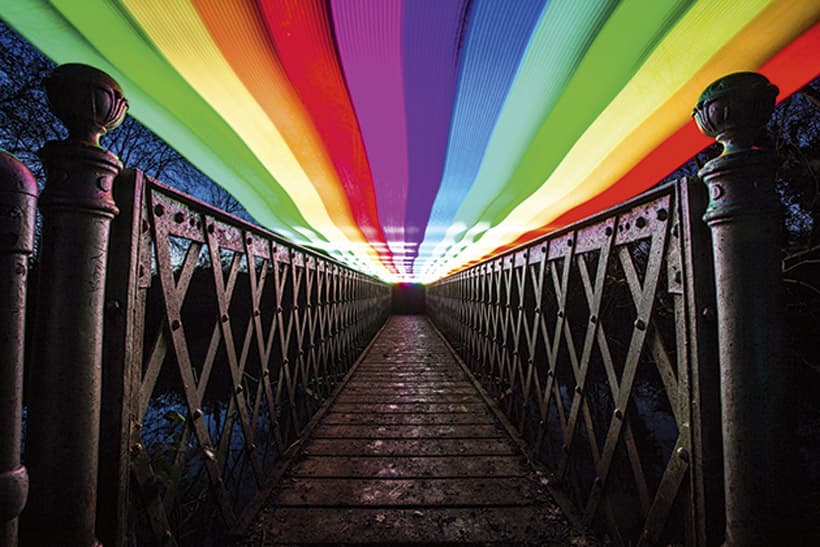Here, a Pixelstick was used to paint a rainbow pattern above a bridge to give the image greater impact, MT