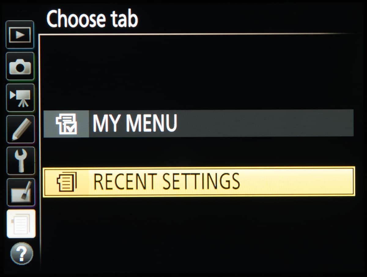 Nikon custom menu secrets - My Menu / Recent Settings