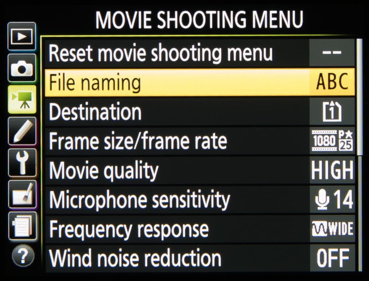 Nikon custom menu secrets - Fine Naming