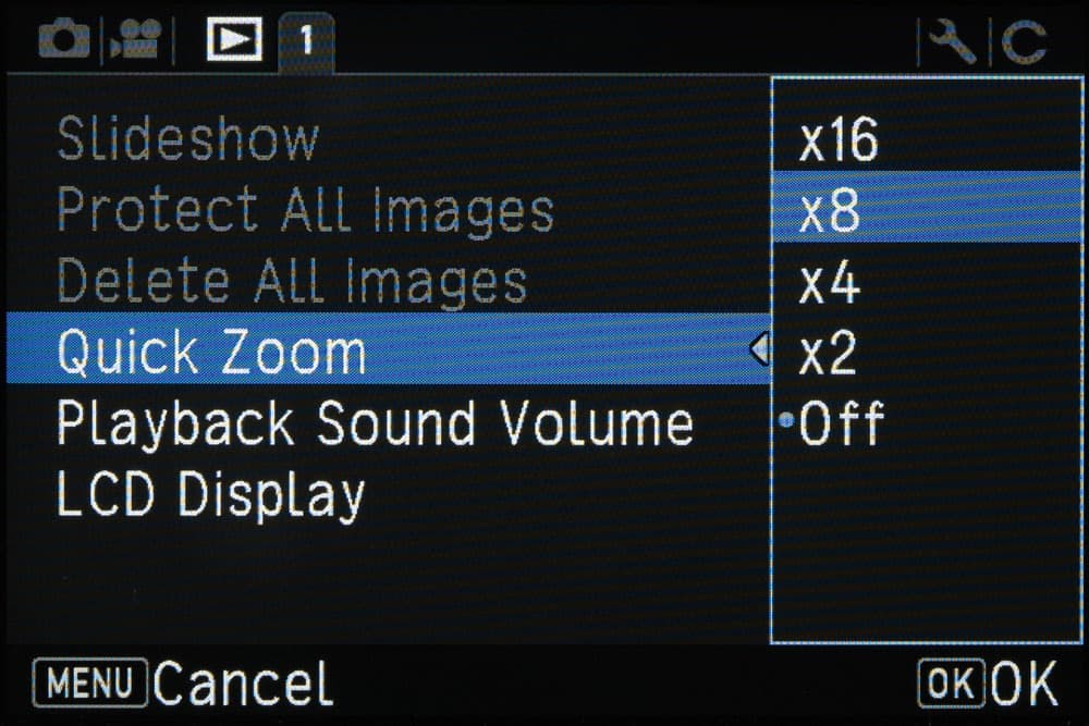 Pentax Quick zoom screen