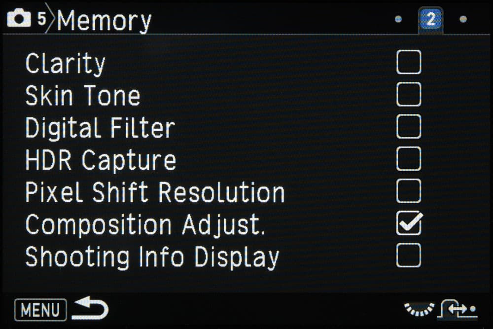 Pentax memory screen