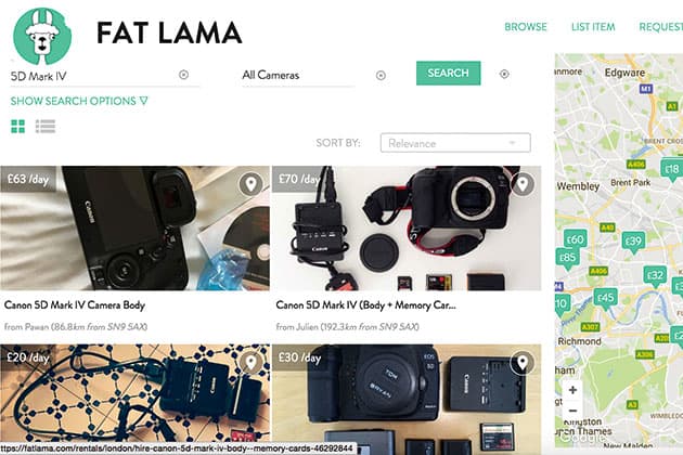 Fat Lama kit hire website