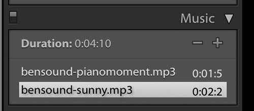 Lightroom add a soundtrack