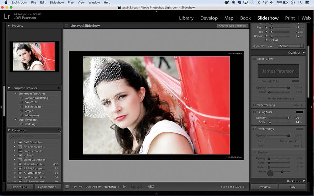 Lightroom auto slideshow screen