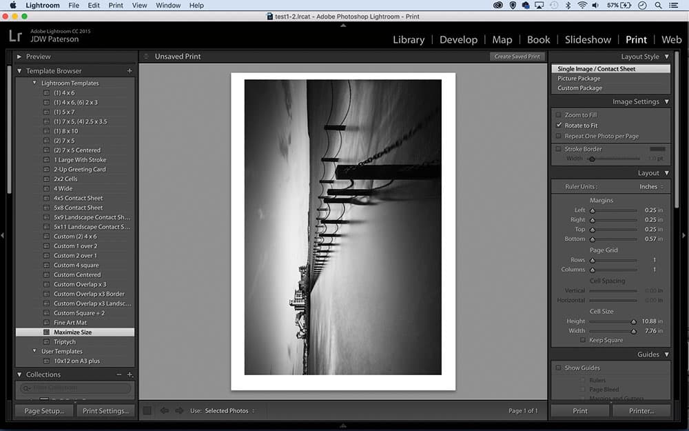 Lightroom get set up for printing.