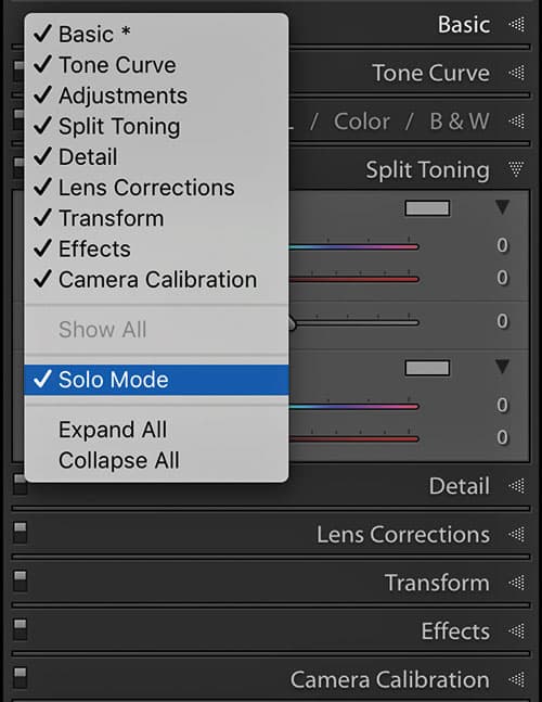 Lightroom hidden tools super solo mode