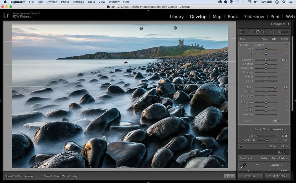 Lightroom set adjustments by brightness