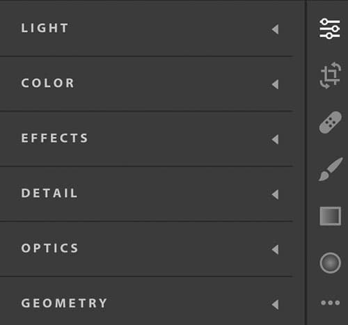 Lightroom tools and settings