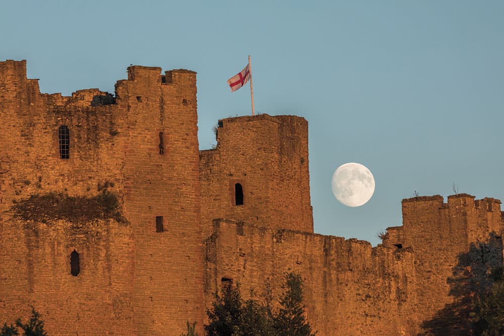 Moon rise over Ludlow Castle