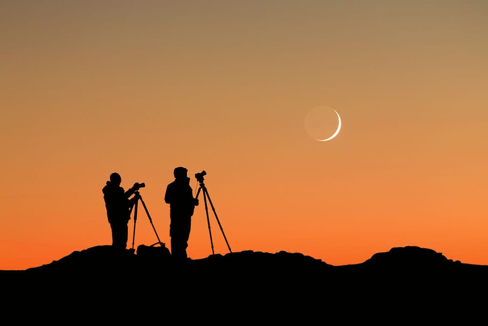 low-light moon setting, Eystrahorn, Iceland