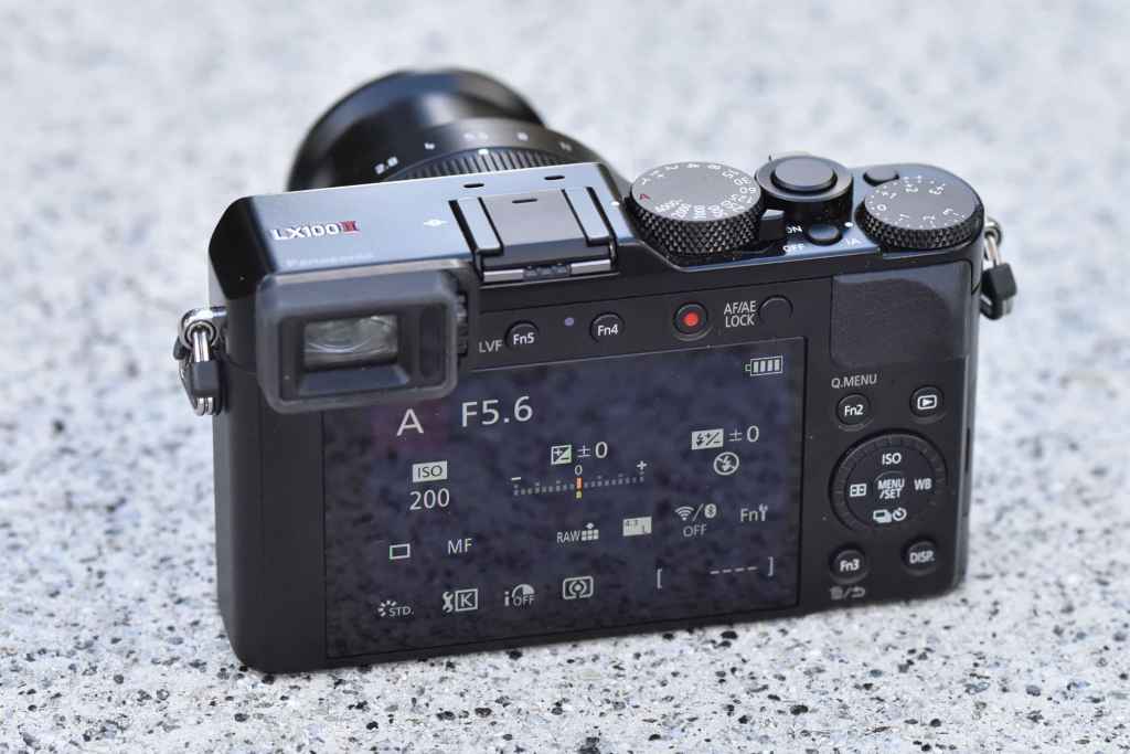 Lumix LX100 II, rear with LCD on