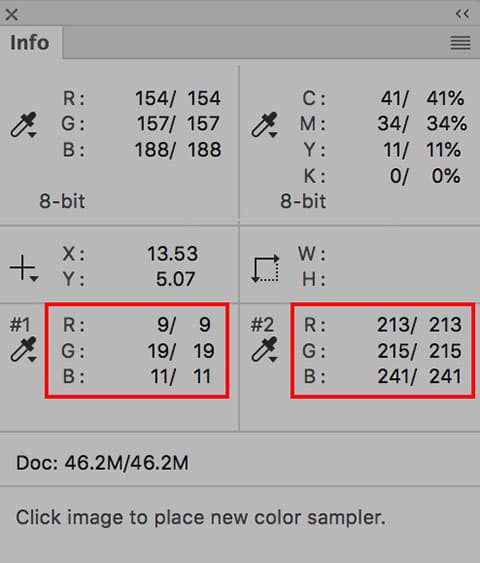 colour corrections colour sampling