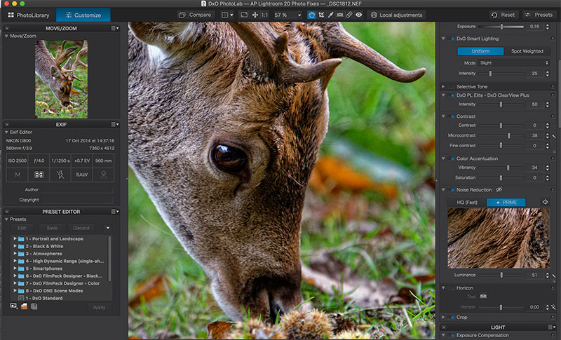 DxO PhotoLab 2 Prime noise reduction