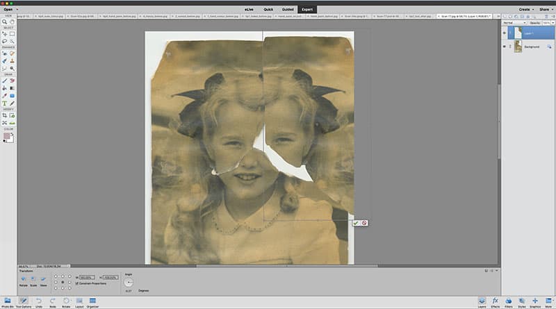Photoshop Elements replace missing parts screen