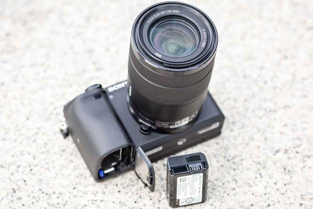 Sony A6400 battery door open and battery out