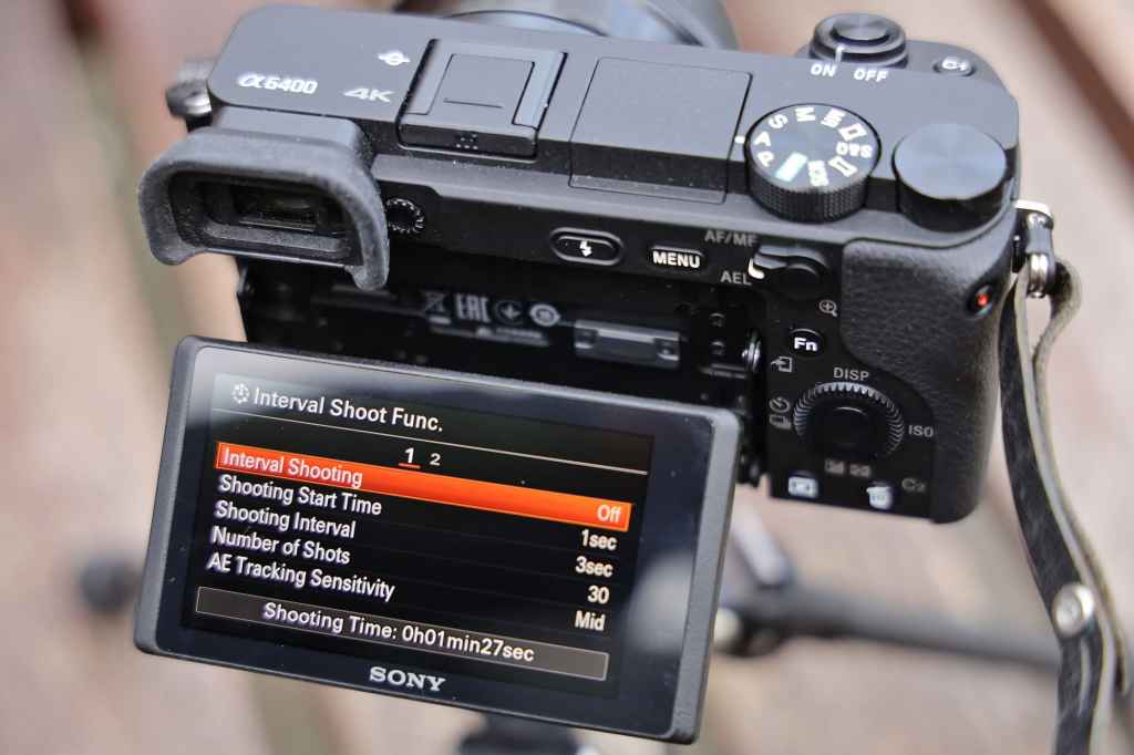 Sony A6400 articulating LCD screen tilted out