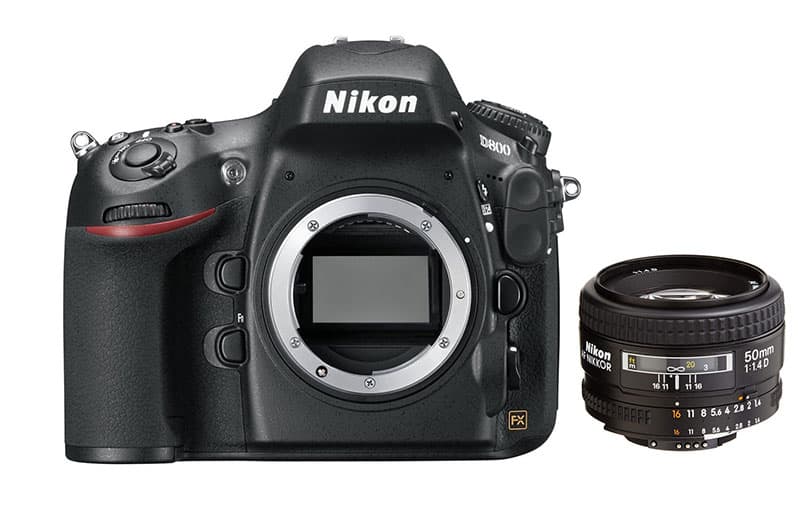 Nikon D800 with lens