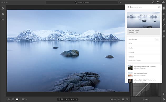 Lightroom in-app learning