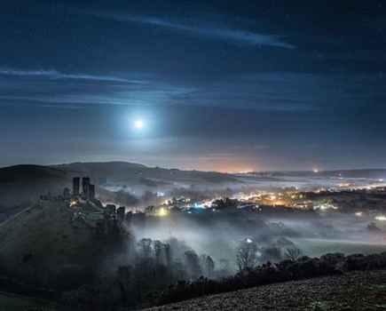 Lunar photography Corfe Castle