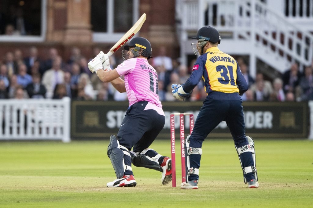 AB de Villiers was the star for Middlesex finishing up with 88 not out off 43 balls. Nikon D850 &amp; Nikon AF-S NIKKOR 500mm f/5.6E PF ED VR, 1/1600sec at f/5.6, ISO 3200