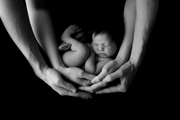 Newborn photography parents hands