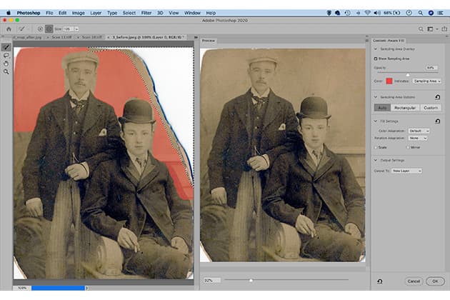 Photo restoration fill missing parts - how to restore vintage photos