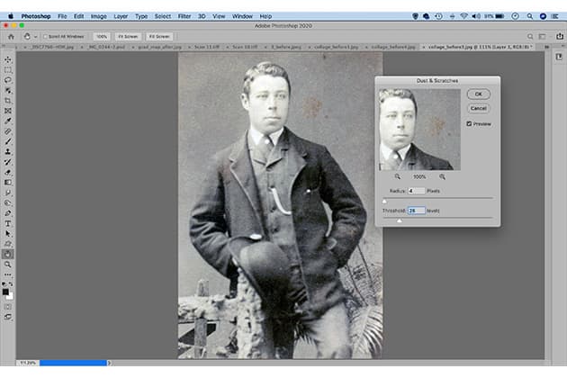 Photo restoration fix dust and scratches