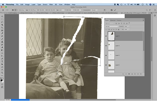 Photo restoration rebuild ripped prints - how to restore vintage photos