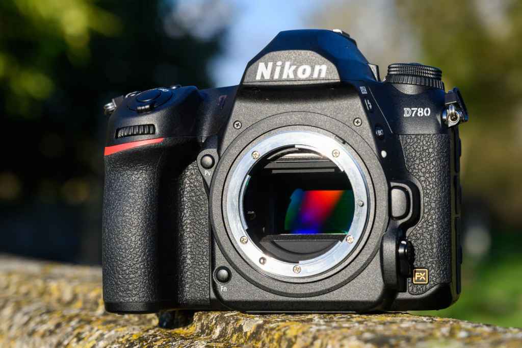 A view of the Nikon D780's 24.5MP full-frame CMOS sensor behind the F mount.