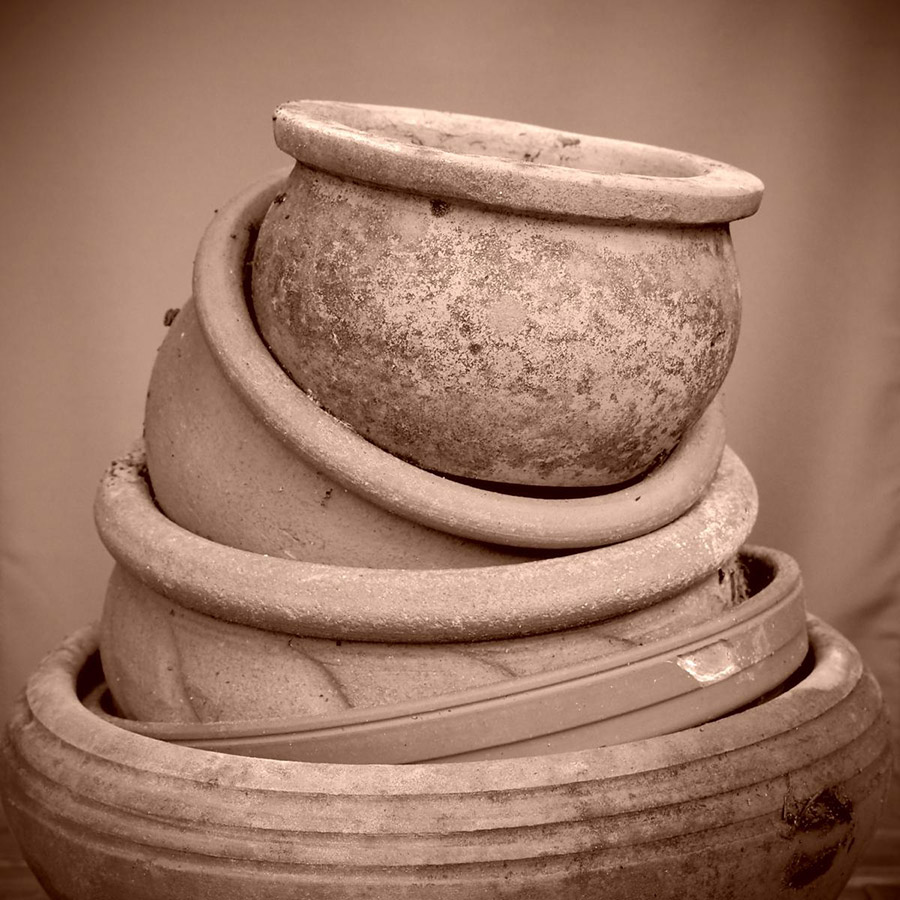 plant pots stacked for still life