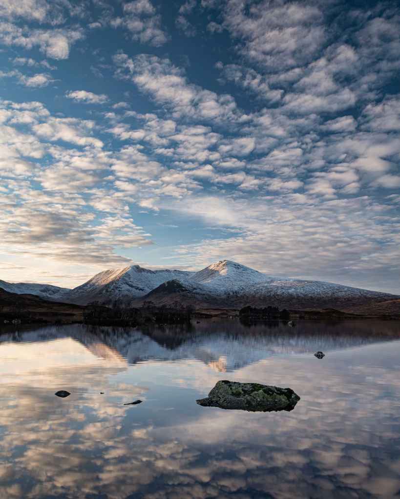 best landscape photography locations in Scotland Rannoch Moor and Lochan Na h’Achlaise, Scottish West Highlands
