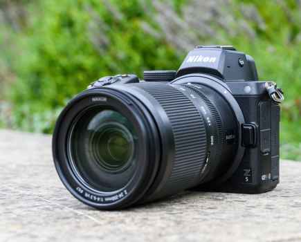 Nikon Z5 photographed on a stone wall outdoors