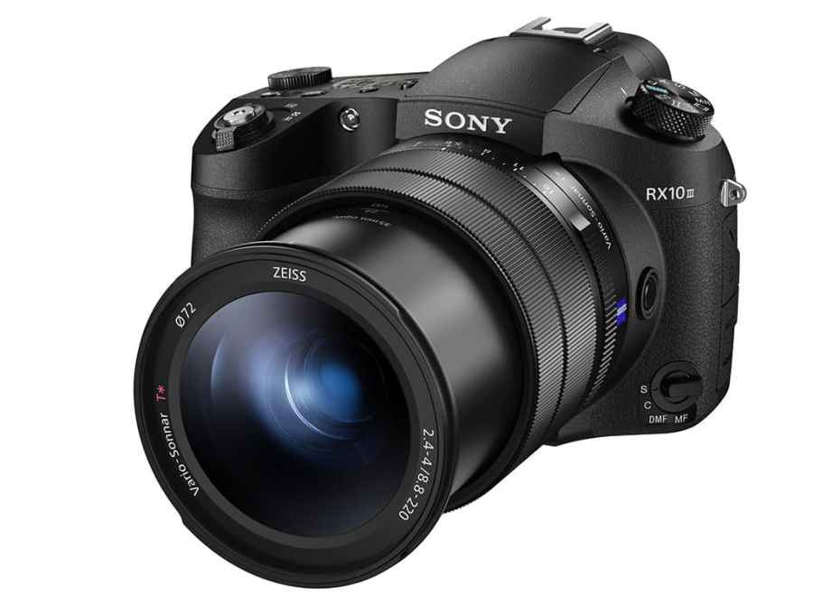 Sony RX10 III black camera angled left